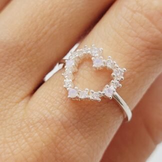 ANILLO CORAZON CALADO C/CIRCONIAS