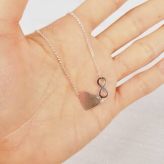 TOBILLERA MINI ROLO C/CORAZON E INFINITO