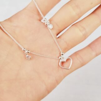 TOBILLERA CORAZON CALADO Y PUNTOS DE LUZ