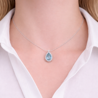 CADENA + DIJE PLATA Y RODIO  40cm J02R015