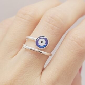 ANILLO ABIERTO SOLITARIO E OJO TURCO