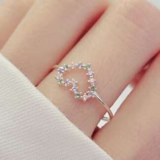 ANILLO CORAZON CRAVEJADO MEDIO