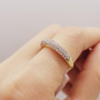 ANILLO BANANITA C/3 LINEAS DE ZIRCONIAS