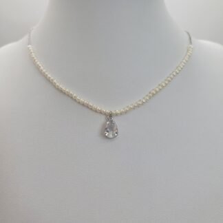 CADENA+DIJE PLATA Y RODIO / PERLA BIWA J02R020