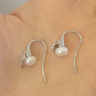 CARAVANA  PERLA BIWA Y CORAZON PLATA Y RODIO J03R002