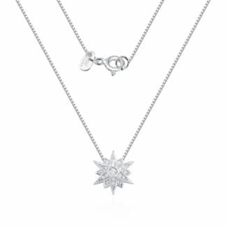 CADENA + DIJE PLATA Y RODIO 40cm J02R009