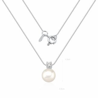 CADENA + DIJE PLATA Y RODIO 40cm/ PERLA BIWA J02R019