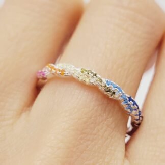 ANILLO PLATA 925 CON CIRCONAS DE COLORES J01S264