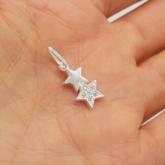 DIJE DOBLE ESTRELLA PLATA 925