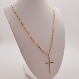 Cadena Figaro con Dije Cruz Liso 60 cm