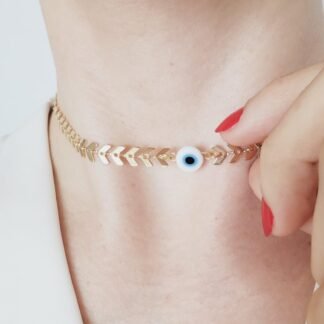 Choker Cadena Flecha Dorada con Ojo Turco 45CM