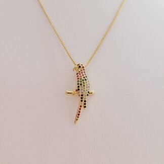 Cadena Forcet Fina con Dije de Loro Multicolor 40cm