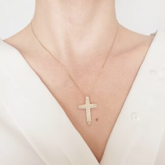 Cadena Fina con Dije de Cruz Brillante 45 cm