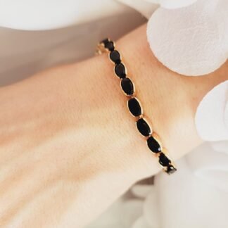 Pulsera Negra Facetada 17cm