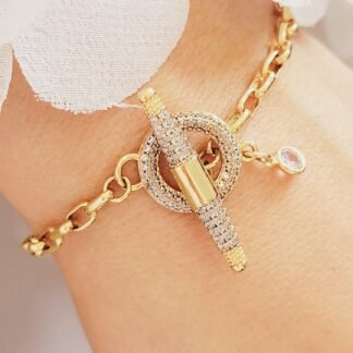 Pulsera con Cierre Toggle y Detalle de Circones 17cm