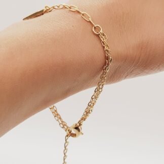 Pulsera Cadena Fina con Colgante Abanico Pavé 17cm