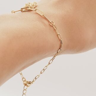 Pulsera con Dije Trébol Calado y Circones 17cm