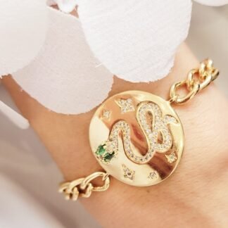 Pulsera de Medallón con Serpiente Pavé