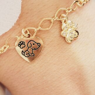 Pulsera con Huella y Perrito Grabado 19cm