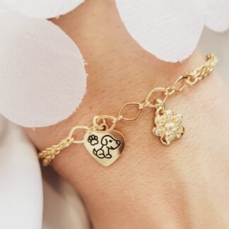 Pulsera con Huella y Perrito Grabado 19cm