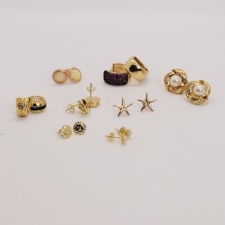 Set de 8 Caravanas Baño de Oro