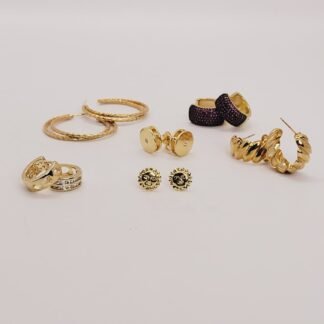 Set de 6 Caravanas Baño de Oro